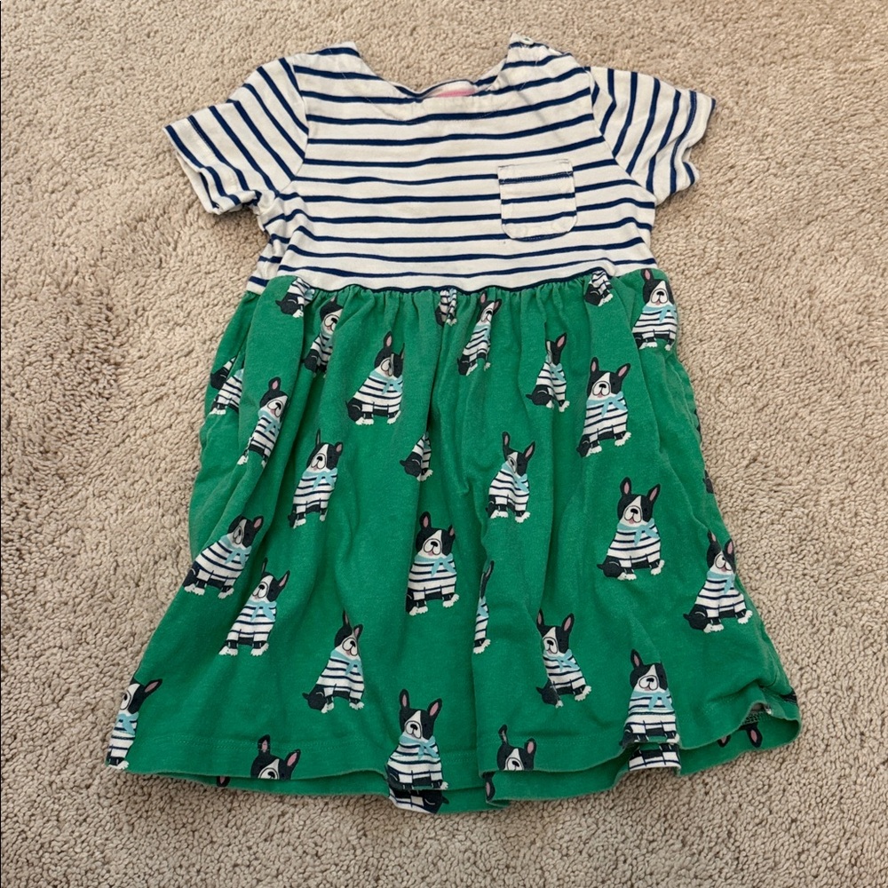 Boden toddler striped and dog print dress